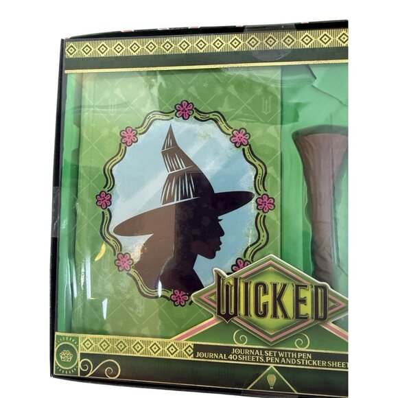 Wicked Elphaba Journal Set With Pen Puffy Stickers 40 Sheets Bullseye Playground - Picture 2 of 5